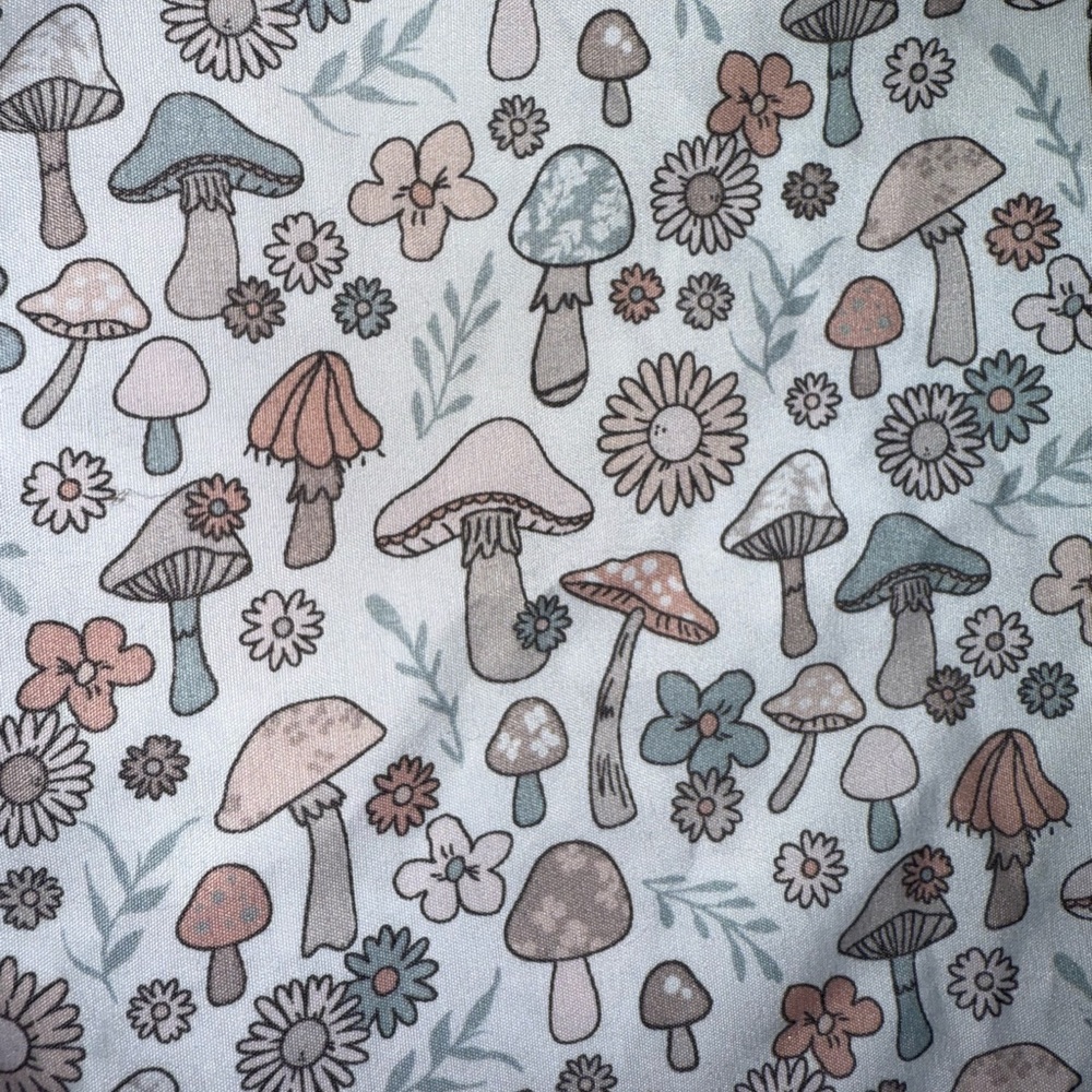 Mushroom and Floral Pattern Queen Bed Sheets and pillow cases